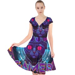 Gamer Life Cap Sleeve Front Wrap Midi Dress by minxprints