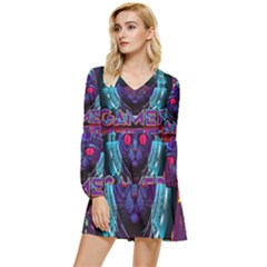 Gamer Life Tiered Long Sleeve Mini Dress by minxprints