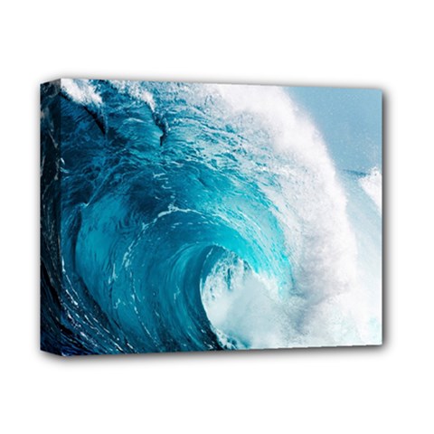 Tsunami Big Blue Wave Ocean Waves Water Deluxe Canvas 14  X 11  (stretched) by Semog4
