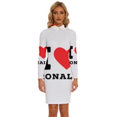 I Love Ronald Long Sleeve Shirt Collar Bodycon Dress by ilovewhateva