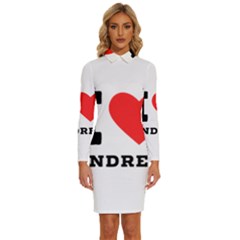 I Love Andrew Long Sleeve Shirt Collar Bodycon Dress by ilovewhateva