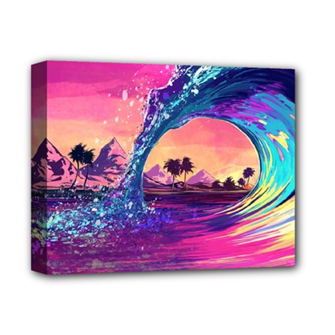 Retro Wave Ocean Deluxe Canvas 14  X 11  (stretched) by Semog4