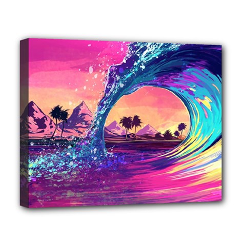 Retro Wave Ocean Deluxe Canvas 20  X 16  (stretched) by Semog4
