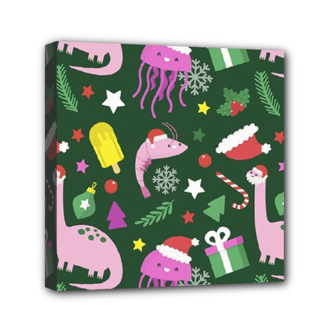 Colorful Funny Christmas Pattern Mini Canvas 6  X 6  (stretched) by Semog4