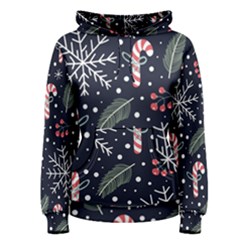 Holiday Seamless Pattern With Christmas Candies Snoflakes Fir Branches Berries Women s Pullover Hoodie by Semog4
