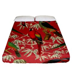 Vintage Tropical Birds Pattern In Pink Fitted Sheet (queen Size) by CCBoutique