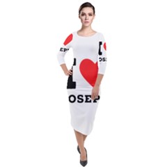 I Love Joseph Quarter Sleeve Midi Velour Bodycon Dress by ilovewhateva