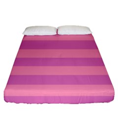 Pink Stripes Striped Design Pattern Fitted Sheet (queen Size) by Semog4