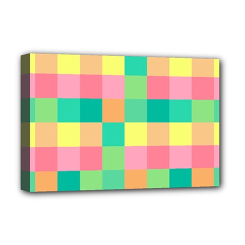 Checkerboard-pastel-squares- Deluxe Canvas 18  X 12  (stretched) by Semog4