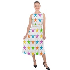 Star-pattern-design-decoration Midi Tie-back Chiffon Dress by Semog4