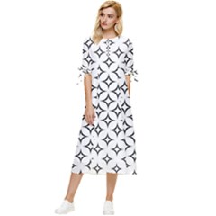 Star-curved-pattern-monochrome Bow Sleeve Chiffon Midi Dress by Semog4