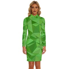 Mosaic-tile-geometrical-abstract Long Sleeve Shirt Collar Bodycon Dress by Semog4