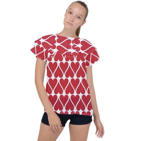Hearts-pattern-seamless-red-love Ruffle Collar Chiffon Blouse by Semog4