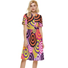 Abstract-circles-background-retro Button Top Knee Length Dress by Semog4