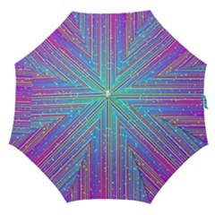 Blue Magenta Speckles Line Straight Umbrellas by Semog4