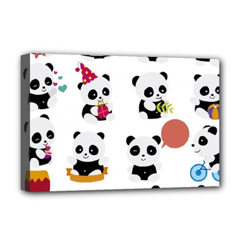 Playing Pandas Cartoons Deluxe Canvas 18  X 12  (stretched) by Semog4