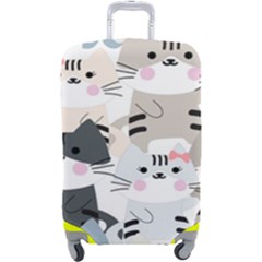 Cute Cat Couple Seamless Pattern Cartoon Luggage Cover (large) by Semog4