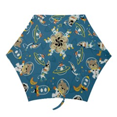 Seamless Pattern Funny Astronaut Outer Space Transportation Mini Folding Umbrellas by Semog4