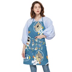 Seamless Pattern Funny Astronaut Outer Space Transportation Pocket Apron by Semog4