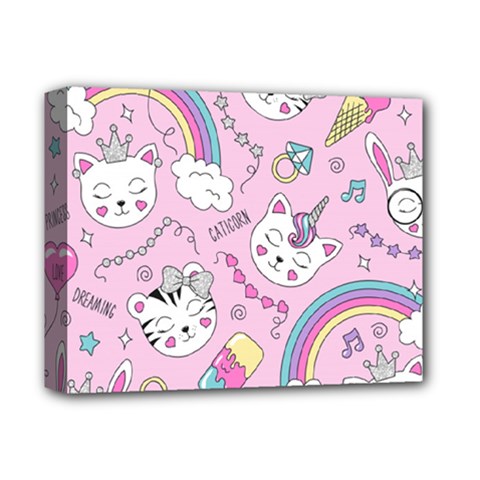 Beautiful Cute Animals Pattern Pink Deluxe Canvas 14  X 11  (stretched) by Semog4