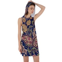 Leaves Flowers Background Texture Paisley Racer Back Hoodie Dress by Salman4z