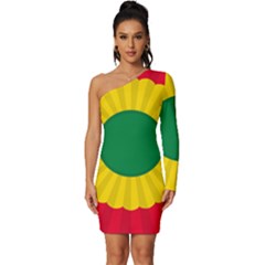National Cockade Of Bolivia Long Sleeve One Shoulder Mini Dress by abbeyz71