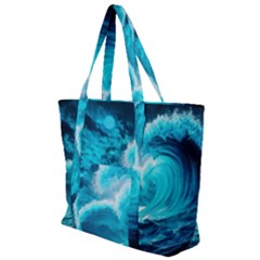 Waves Ocean Sea Tsunami Nautical 3 Zip Up Canvas Bag by Jancukart