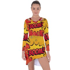 Explosion Boom Pop Art Style Asymmetric Cut-out Shift Dress by Sudheng