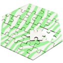 Green Zebra Vibes Animal Print  Wooden Puzzle Hexagon View2