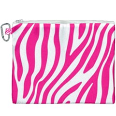 Pink Fucsia Zebra Vibes Animal Print Canvas Cosmetic Bag (xxxl) by ConteMonfrey