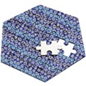 Animal Print - Blue - Leopard Jaguar Dots Small  Wooden Puzzle Hexagon View2