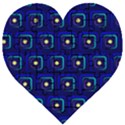 Blue Neon Squares - Modern Abstract Wooden Puzzle Heart View1