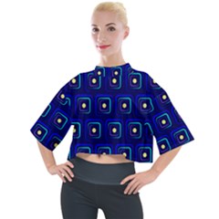 Blue Neon Squares - Modern Abstract Mock Neck Tee by ConteMonfrey
