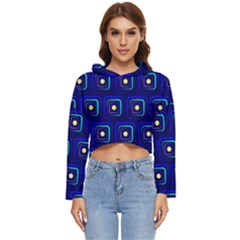 Blue Neon Squares - Modern Abstract Women s Lightweight Cropped Hoodie by ConteMonfrey