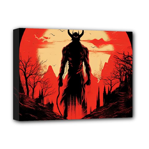 Demon Halloween Deluxe Canvas 16  X 12  (stretched)  by Simbadda