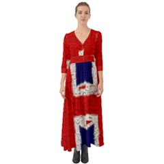 Union Jack Flag National Country Button Up Boho Maxi Dress by Celenk