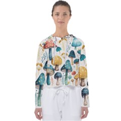 Mushroom Forest Fantasy Flower Nature Women s Slouchy Sweat by Uceng