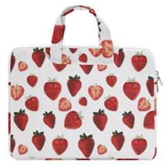 Strawberry Watercolor Macbook Pro 16  Double Pocket Laptop Bag  by SychEva