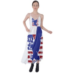 Usa Flag Eagle Symbol American Bald Eagle Country Tie Back Maxi Dress by Wegoenart