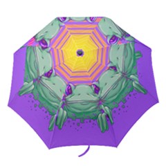 Frog Animal Sun Amphibian Figure Digital Art Folding Umbrellas by Wegoenart