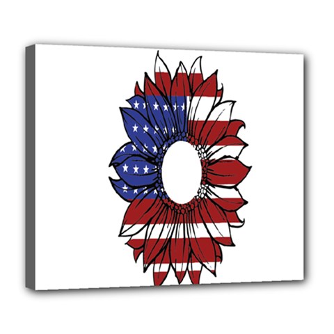 Us Flag Flower Sunshine Flag America Usa Deluxe Canvas 24  X 20  (stretched) by Wegoenart