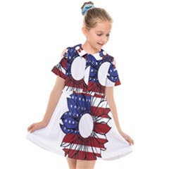 Us Flag Flower Sunshine Flag America Usa Kids  Short Sleeve Shirt Dress by Wegoenart