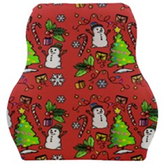 Santa Snowman Gift Holiday Christmas Cartoon Car Seat Velour Cushion  by Ravend