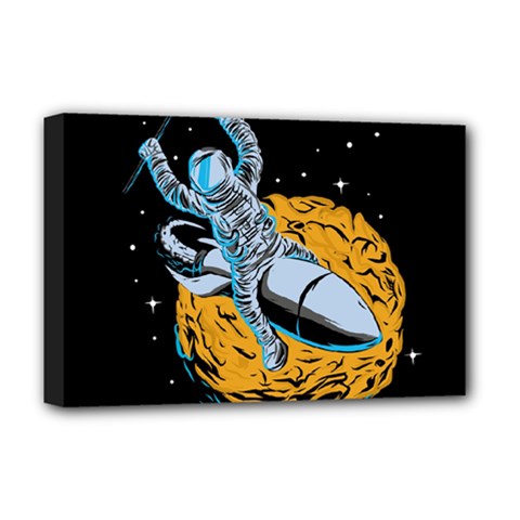 Astronaut Planet Space Science Deluxe Canvas 18  X 12  (stretched) by Salman4z