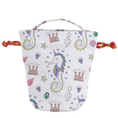 Seamless-pattern-cute-unicorn-cartoon-hand-drawn Drawstring Bucket Bag by Salman4z