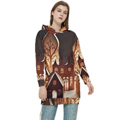Gingerbread House Gingerbread Christmas Xmas Winter Women s Long Oversized Pullover Hoodie by Ravend