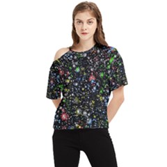 Illustration Universe Star Planet One Shoulder Cut Out Tee by danenraven