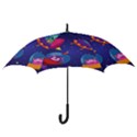 Cartoon-funny-aliens-with-ufo-duck-starry-sky-set Hook Handle Umbrellas (Small) View3