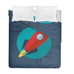 Rocket-with-science-related-icons-image Duvet Cover Double Side (full/ Double Size) by Salman4z