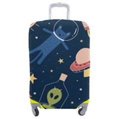 Seamless-pattern-with-funny-aliens-cat-galaxy Luggage Cover (medium) by Salman4z